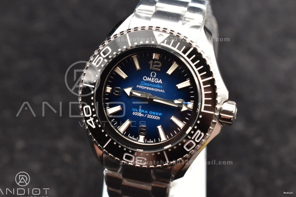 Ultra Dial 6000M Bezel SS A2824 1:1 Deep Bracelet Best Edition SS Ceramic Seamaster TF on Black Blue 1231